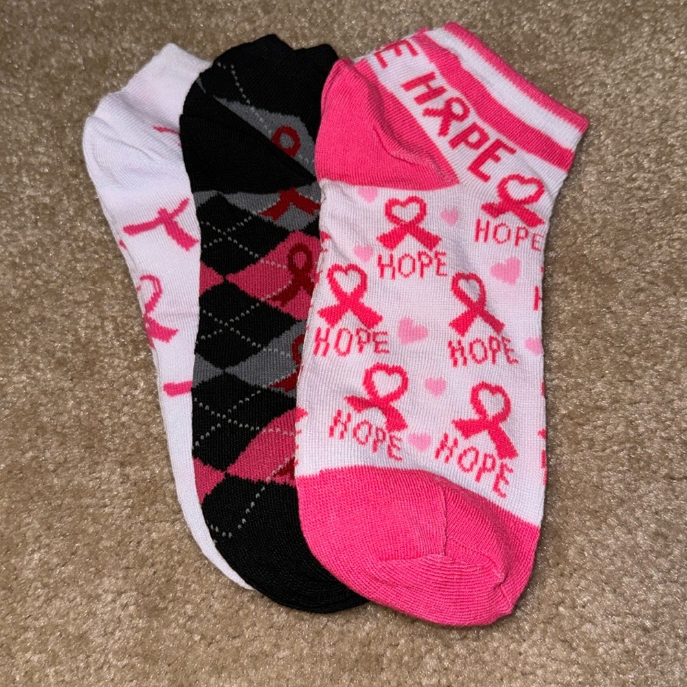 Cancer Awareness 5pc. Bundle, Tote, Socks & Hat, NEW - Picture 5 of 9